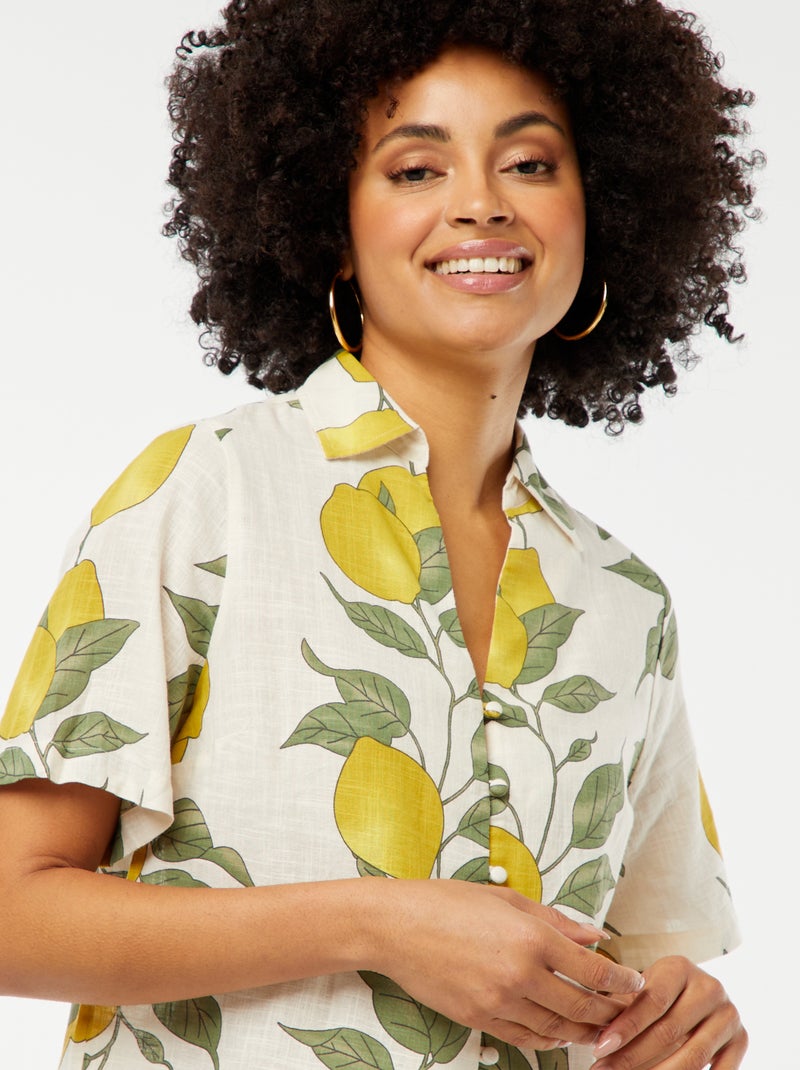 Camicia a maniche corte con stampa limone Beige - Kiabi