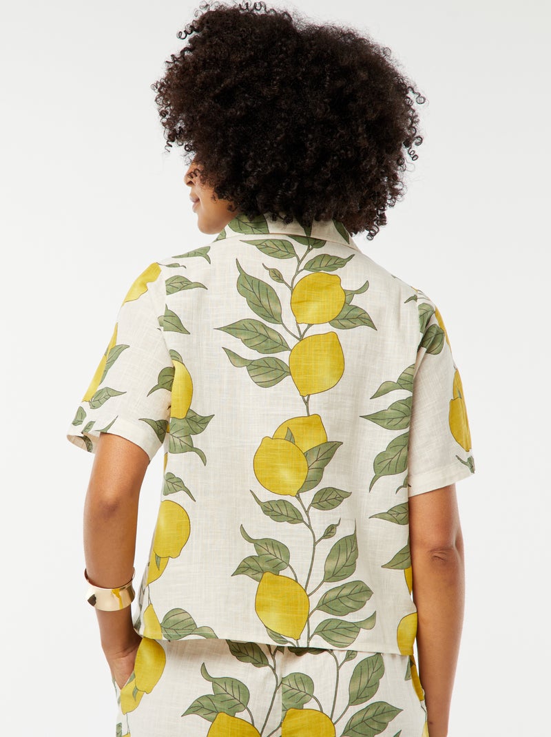 Camicia a maniche corte con stampa limone Beige - Kiabi