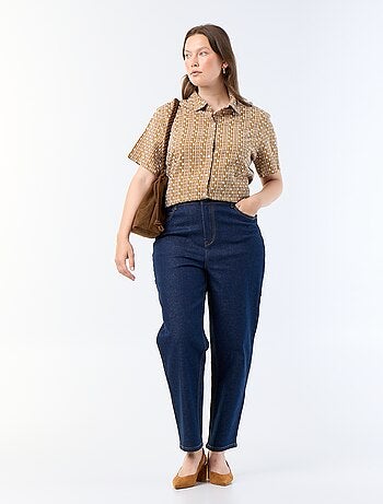 Camicia a maniche corte con stampa ricamata