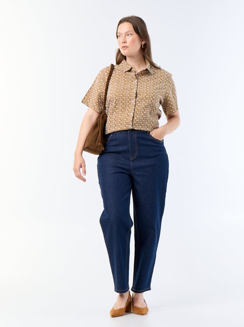 Camicia a maniche corte con stampa ricamata - Kiabi