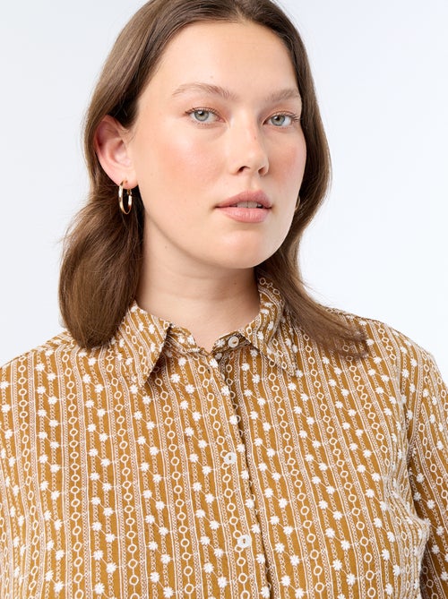 Camicia a maniche corte con stampa ricamata - Kiabi