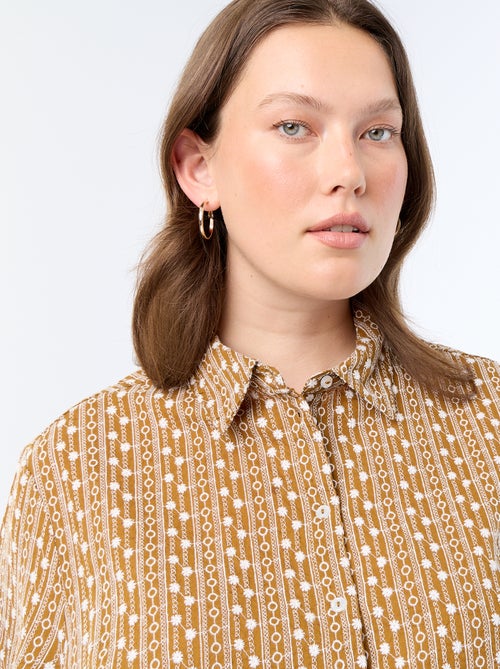Camicia a maniche corte con stampa ricamata - Kiabi