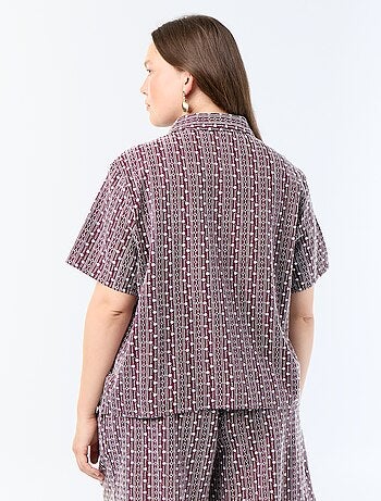 Camicia a maniche corte con stampa ricamata