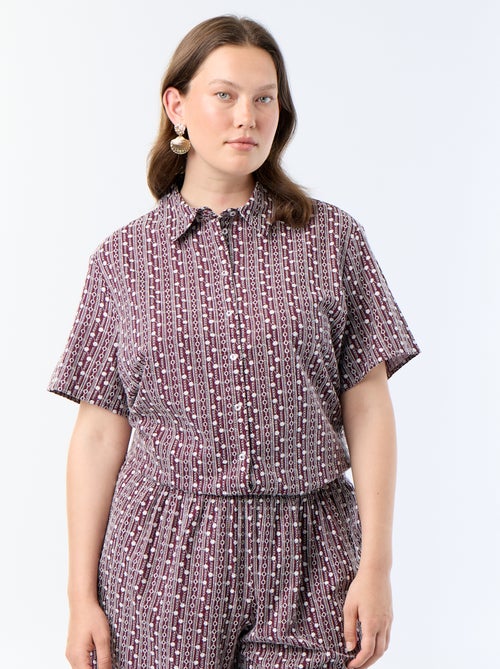 Camicia a maniche corte con stampa ricamata - Kiabi