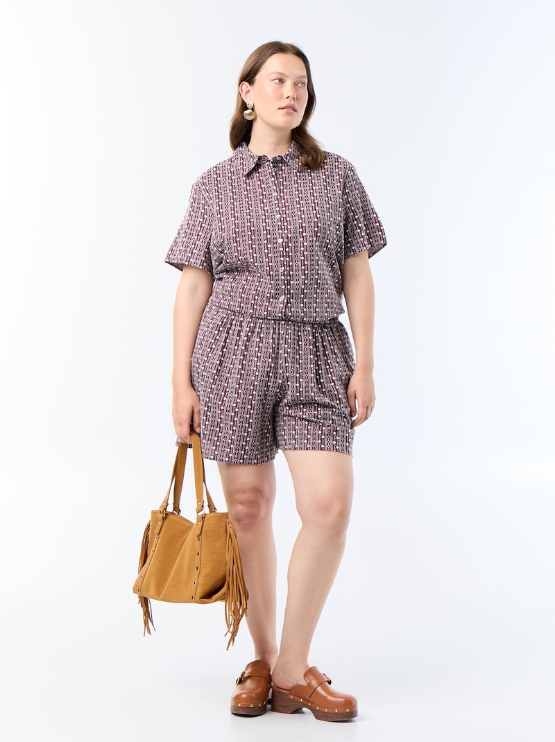 Camicia a maniche corte con stampa ricamata Rosa - Kiabi