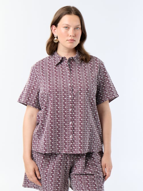 Camicia a maniche corte con stampa ricamata - Kiabi