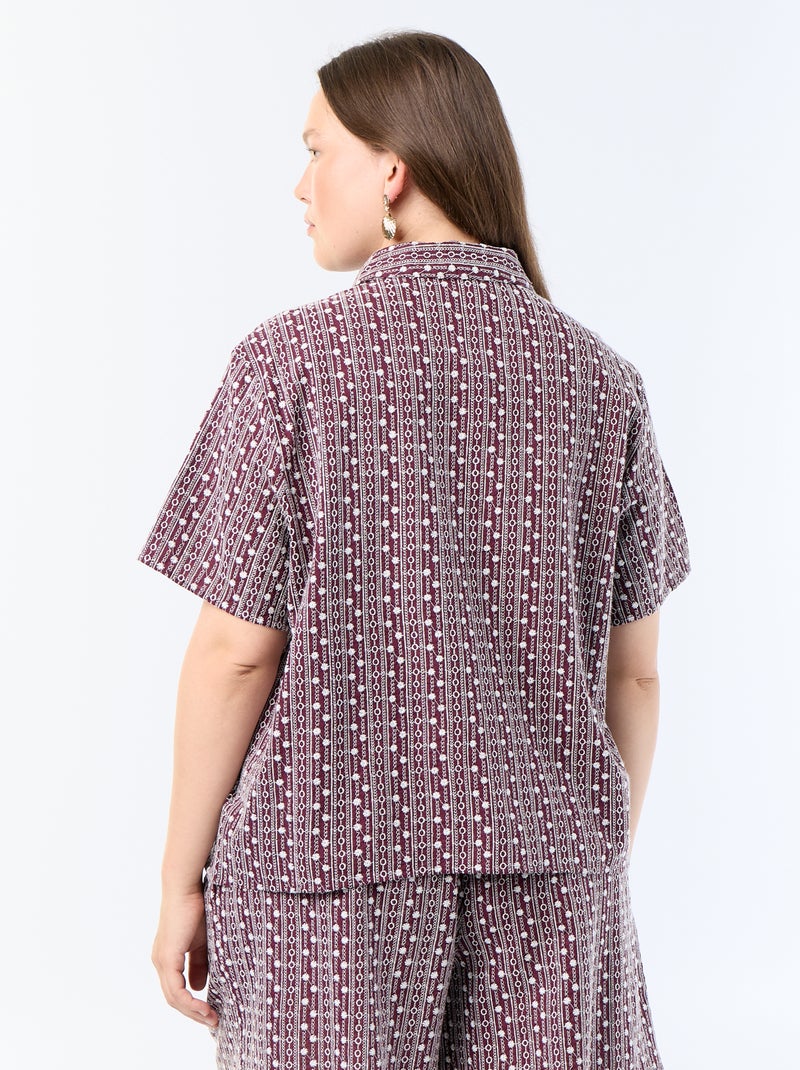 Camicia a maniche corte con stampa ricamata Rosa - Kiabi
