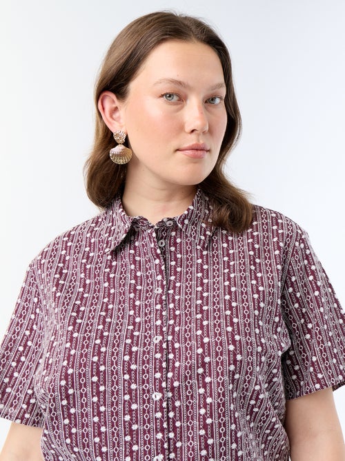 Camicia a maniche corte con stampa ricamata - Kiabi