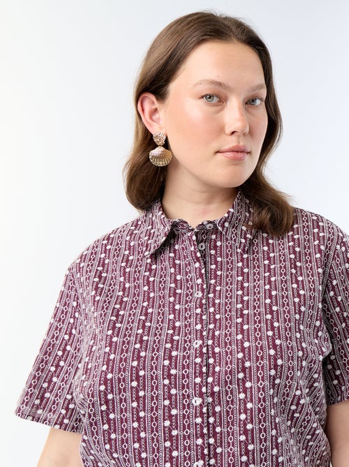 Camicia a maniche corte con stampa ricamata - Kiabi
