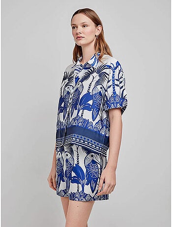 Camicia a maniche corte con stampa tropicale