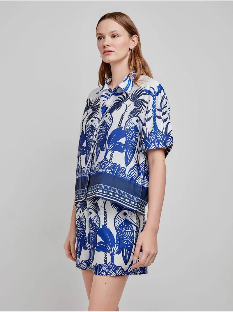 Camicia a maniche corte con stampa tropicale Multicolore - Kiabi