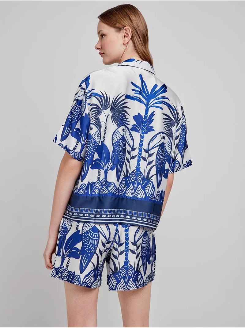 Camicia a maniche corte con stampa tropicale Multicolore - Kiabi