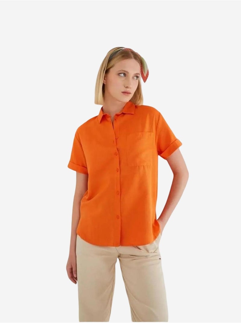 Camicia a maniche corte con tasche mixray Arancione mandarino - Kiabi