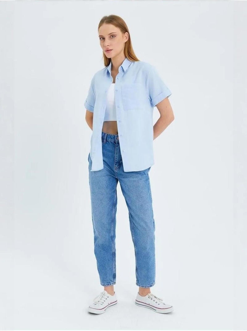 Camicia a maniche corte con tasche mixray Blu cielo - Kiabi