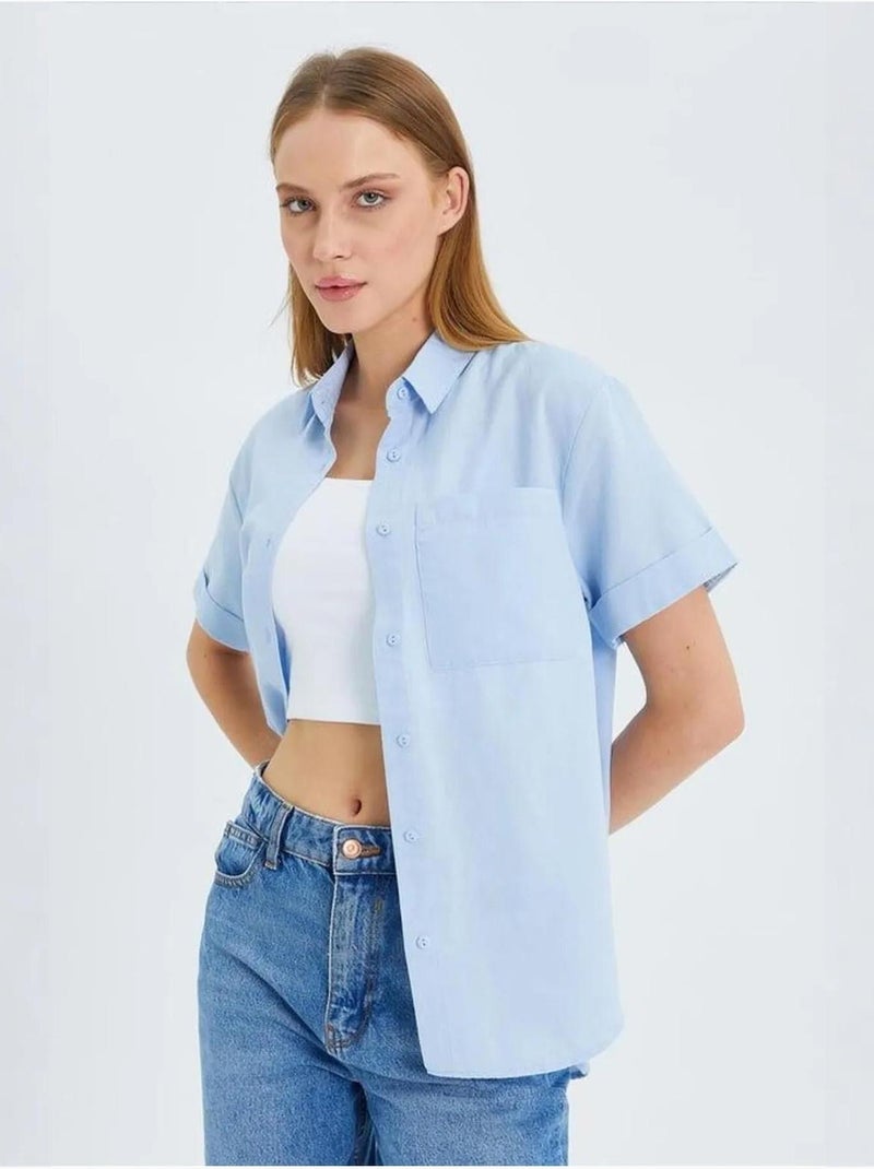 Camicia a maniche corte con tasche mixray Blu cielo - Kiabi