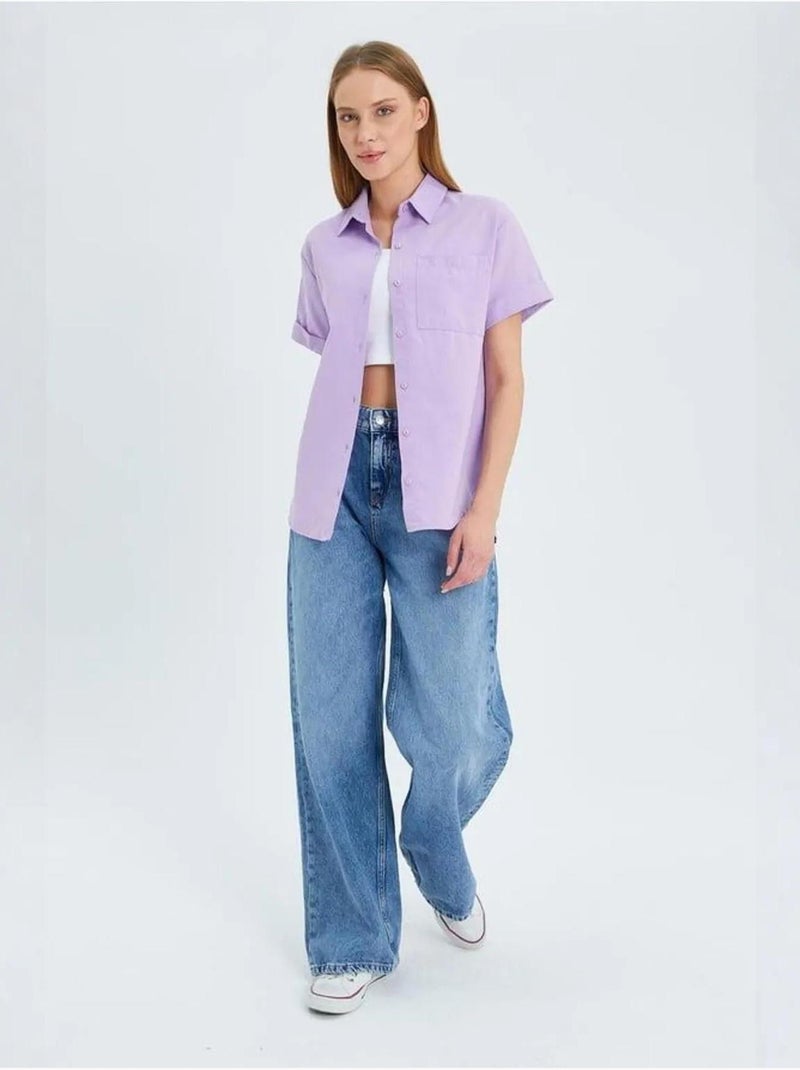 Camicia a maniche corte con tasche mixray Lavanda - Kiabi