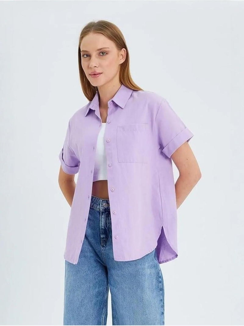 Camicia a maniche corte con tasche mixray Lavanda - Kiabi