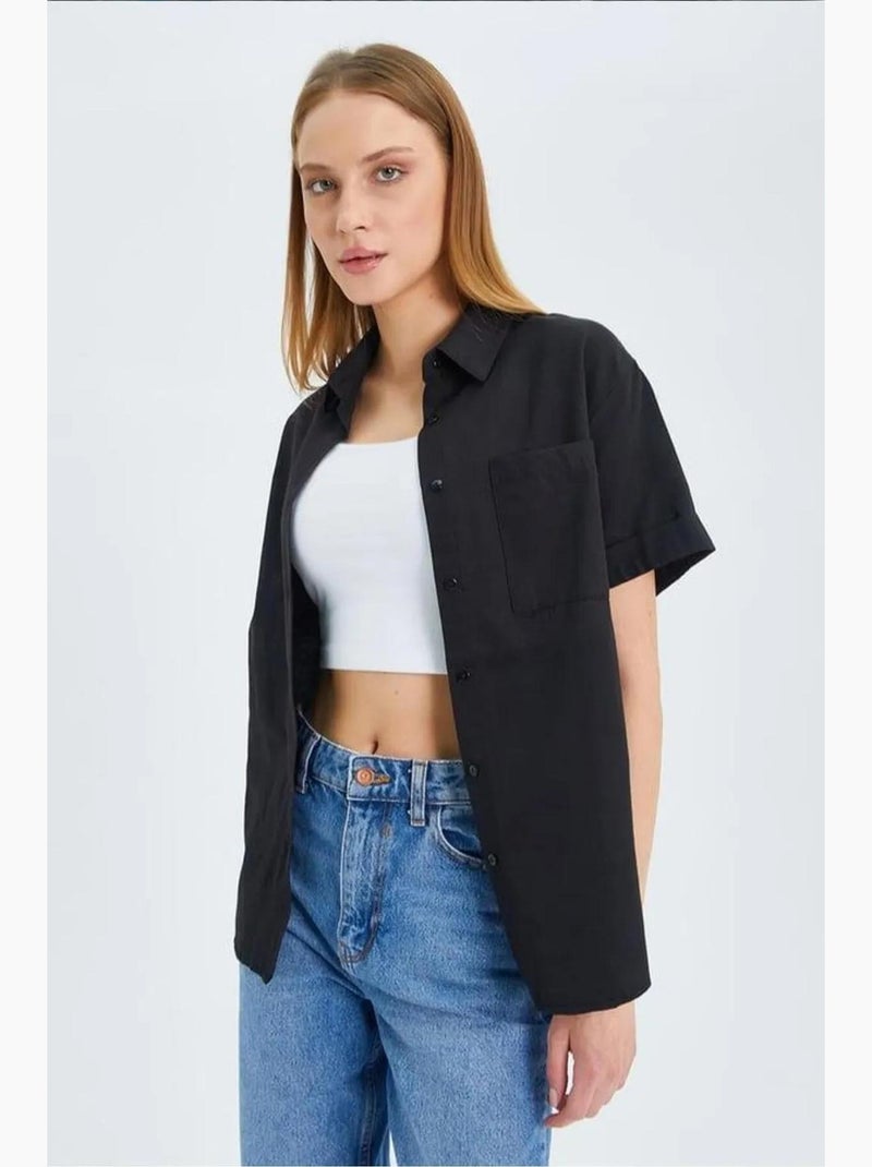 Camicia a maniche corte con tasche mixray Nero - Kiabi