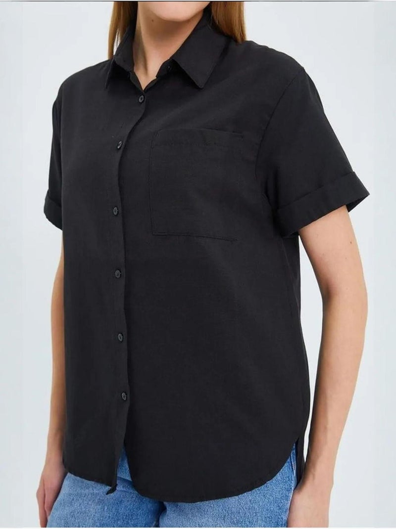 Camicia a maniche corte con tasche mixray Nero - Kiabi