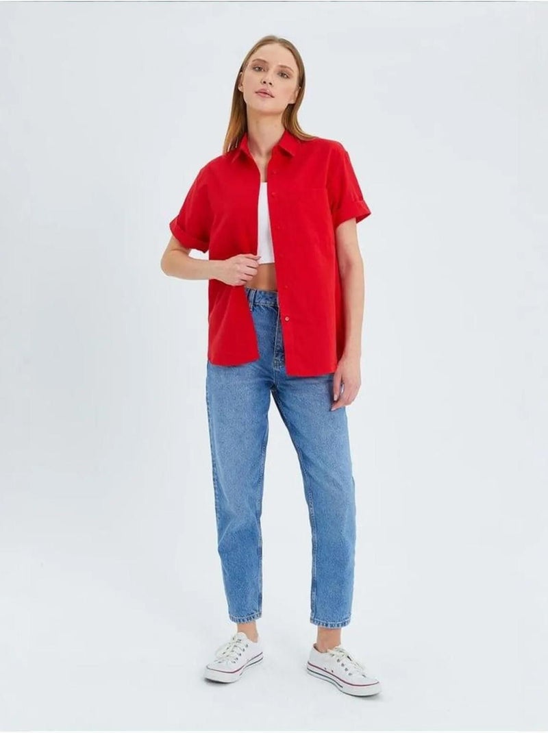 Camicia a maniche corte con tasche mixray Rosso - Kiabi