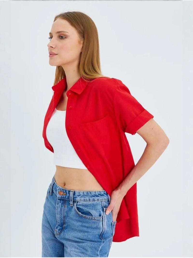 Camicia a maniche corte con tasche mixray Rosso - Kiabi