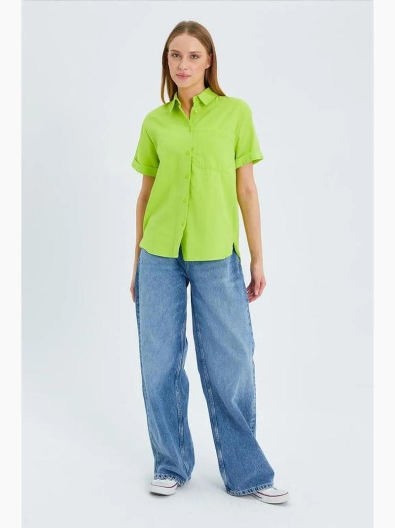 Camicia a maniche corte con tasche mixray Verde tiglio - Kiabi