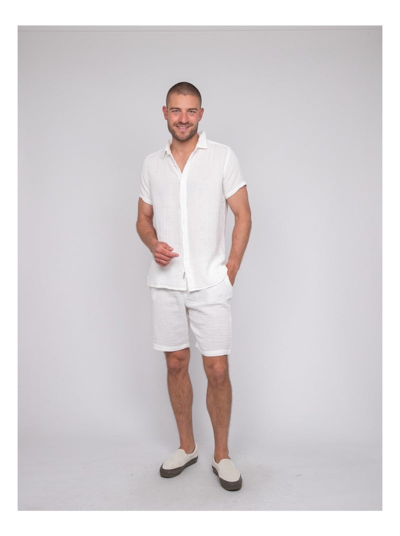 Camicia a maniche corte cotone DOUMAKI Blu marino - Kiabi