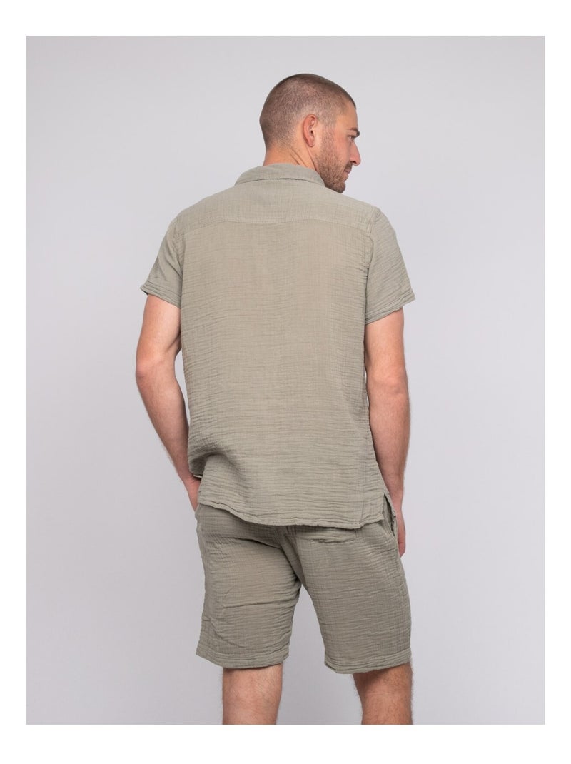 Camicia a maniche corte cotone DOUMAKI Cachi - Kiabi