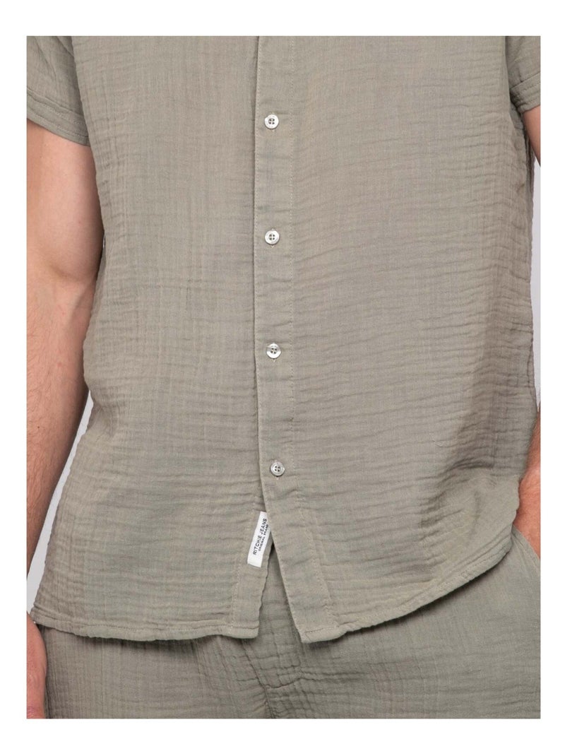 Camicia a maniche corte cotone DOUMAKI Cachi - Kiabi
