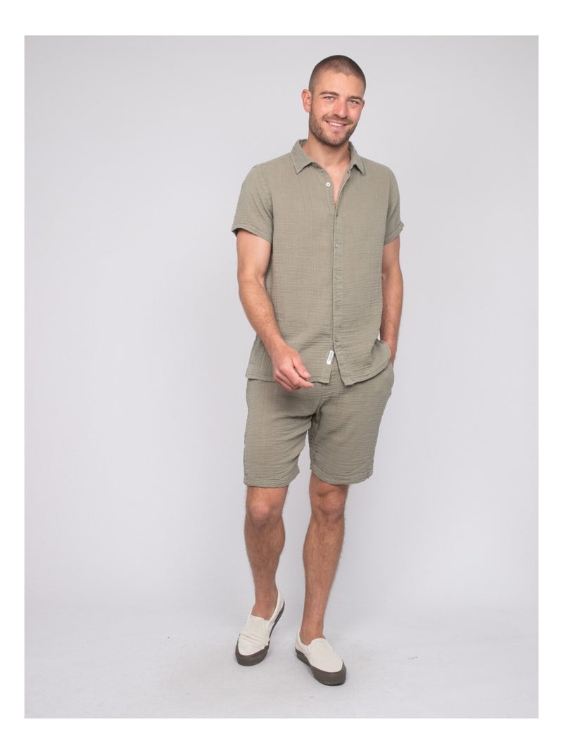 Camicia a maniche corte cotone DOUMAKI Cachi - Kiabi