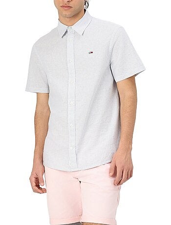 Camicia a maniche corte da uomo Tommy Hilfiger TJM Reg Linen Blend Colorado