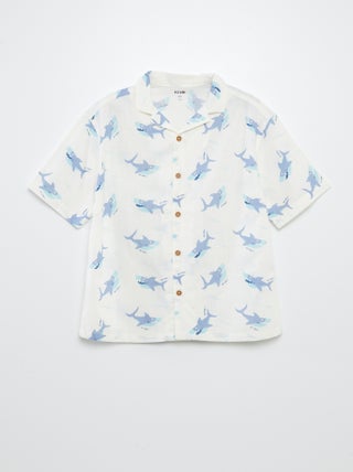 Camicia a maniche corte e collo pigiama con stampa
