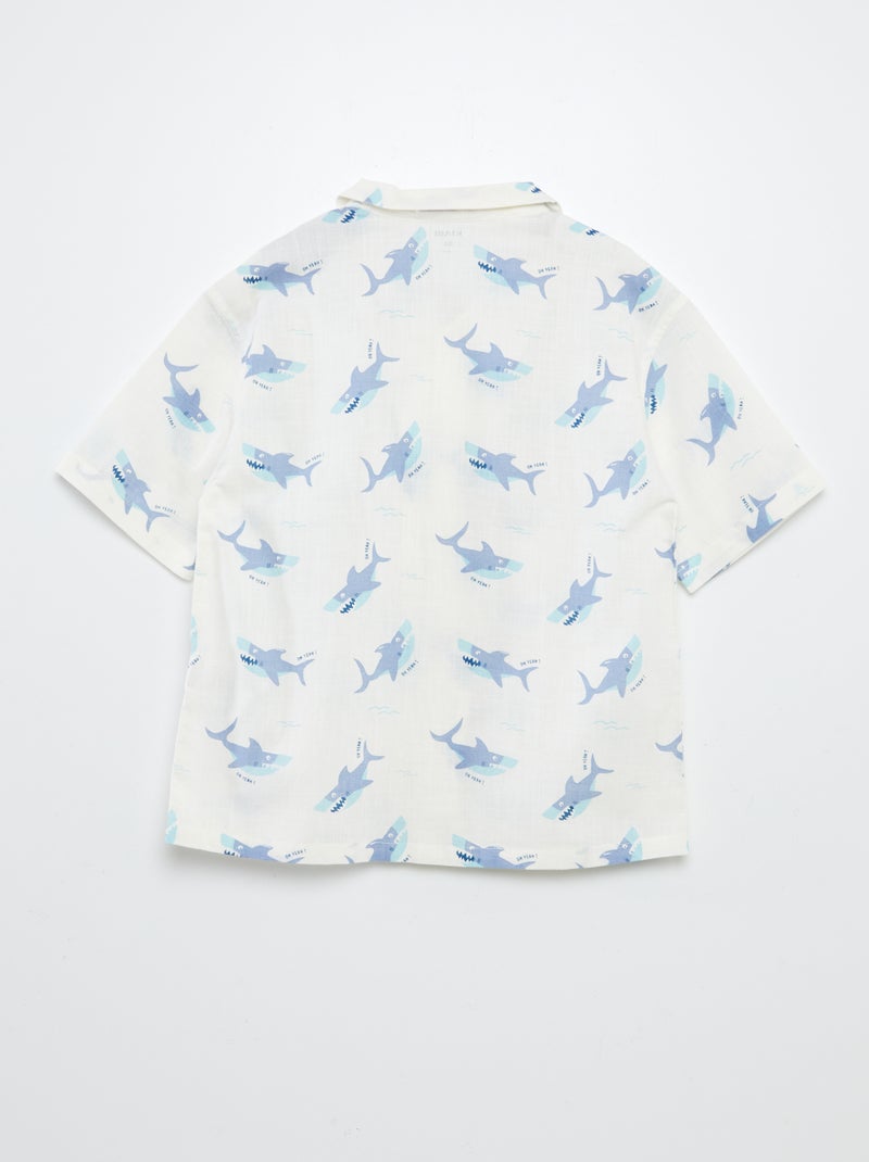 Camicia a maniche corte e collo pigiama con stampa BIANCO - Kiabi