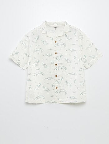 Camicia a maniche corte e collo pigiama con stampa