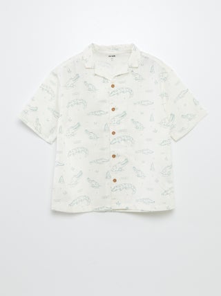 Camicia a maniche corte e collo pigiama con stampa