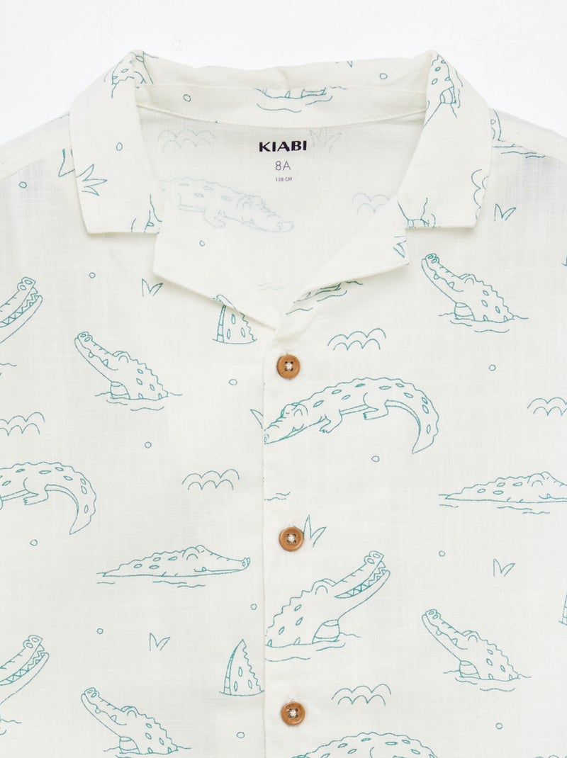 Camicia a maniche corte e collo pigiama con stampa BIANCO - Kiabi