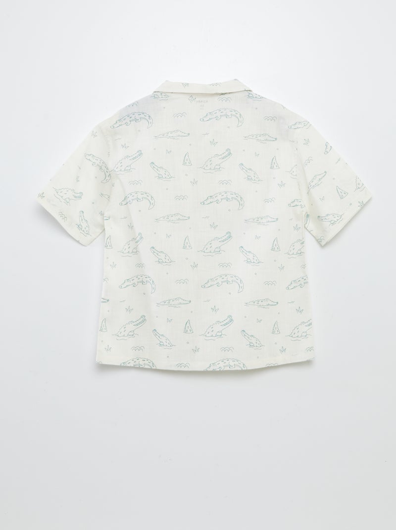 Camicia a maniche corte e collo pigiama con stampa BIANCO - Kiabi