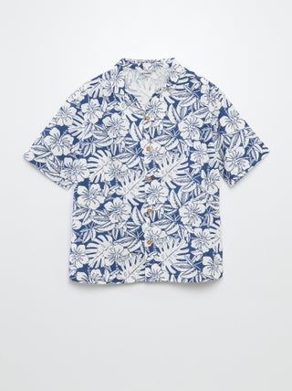 Camicia a maniche corte e collo pigiama con stampa