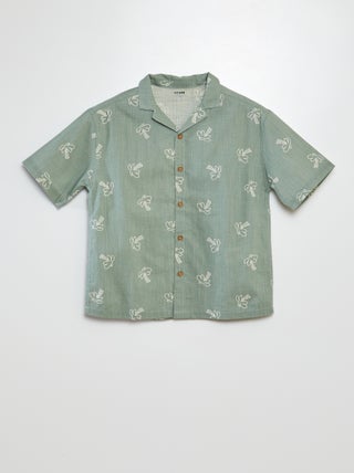 Camicia a maniche corte e collo pigiama con stampa