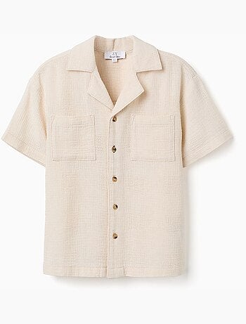 Camicia a maniche corte in cotone con tasche sul petto