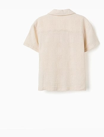 Camicia a maniche corte in cotone con tasche sul petto