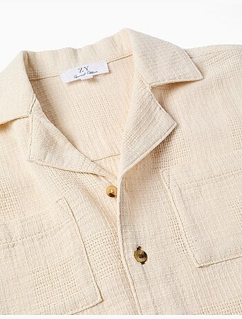 Camicia a maniche corte in cotone con tasche sul petto