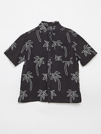 Camicia a maniche corte in garza di cotone