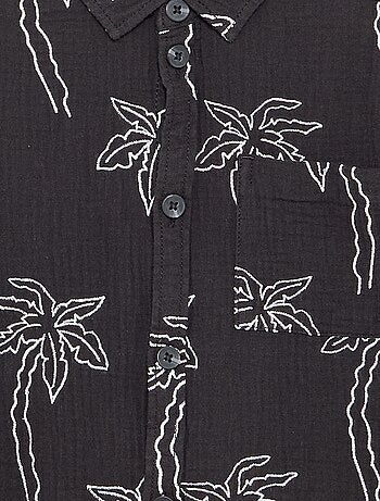 Camicia a maniche corte in garza di cotone