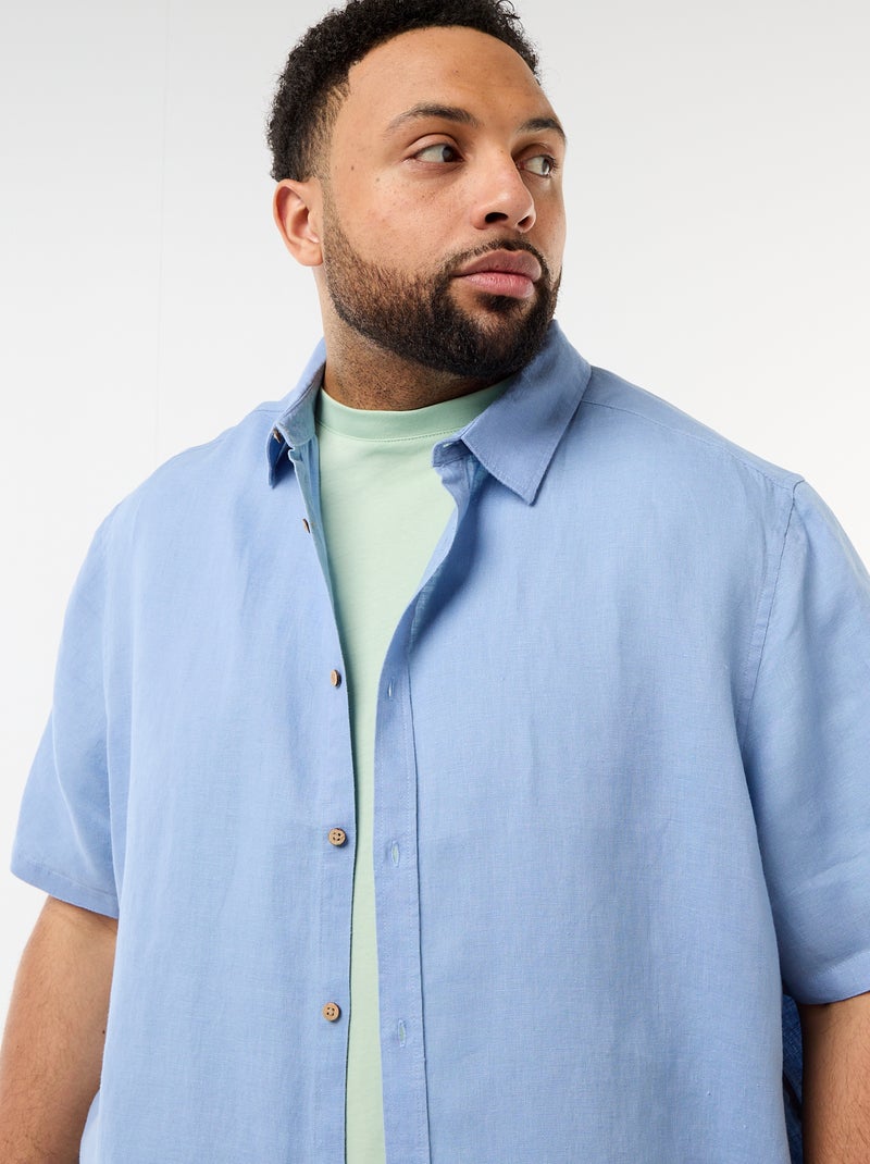 Camicia a maniche corte in lino Blu - Kiabi