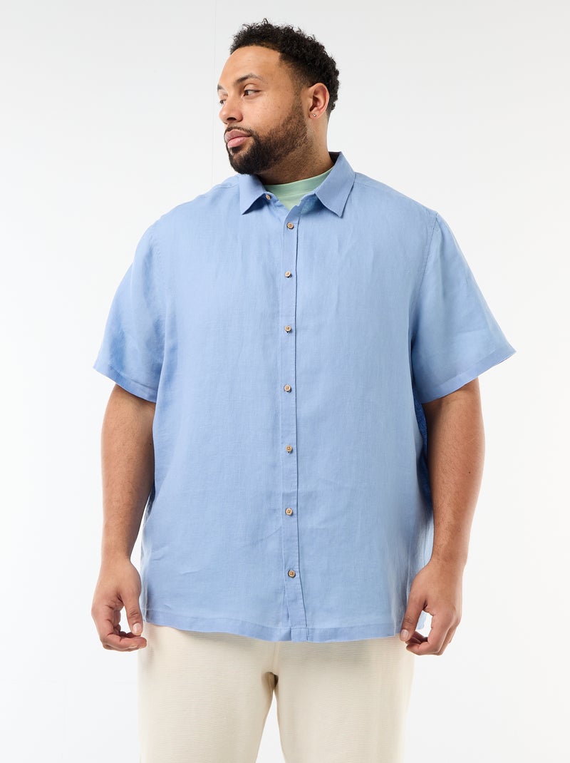 Camicia a maniche corte in lino Blu - Kiabi