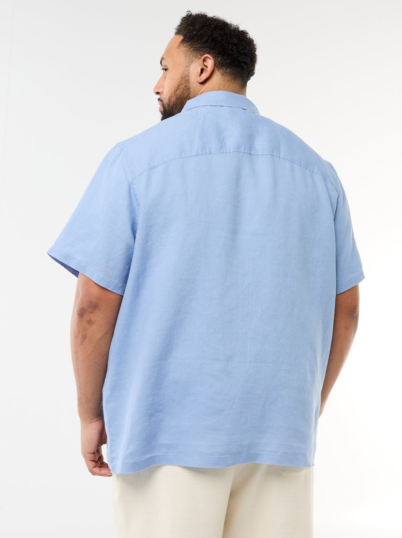 Camicia a maniche corte in lino Blu - Kiabi