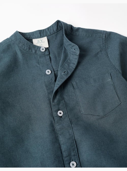 Camicia a maniche corte in lino e cotone con tasca - Kiabi