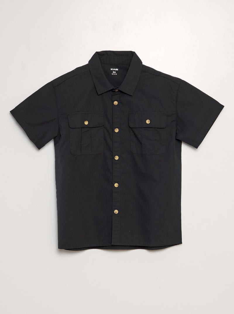 Camicia a maniche corte in lino nero - Kiabi