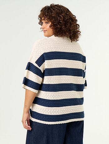Camicia a maniche corte in maglia all'uncinetto